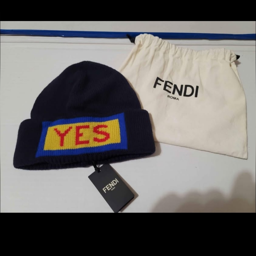 Men's New "Authentic" Capello Blue Fendi Beanie Hat *Rare* NWTS